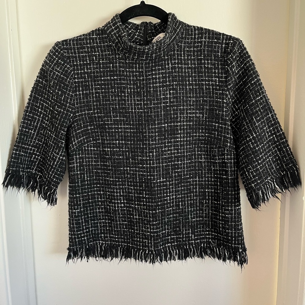 Zara cropped blouse with high neckline
